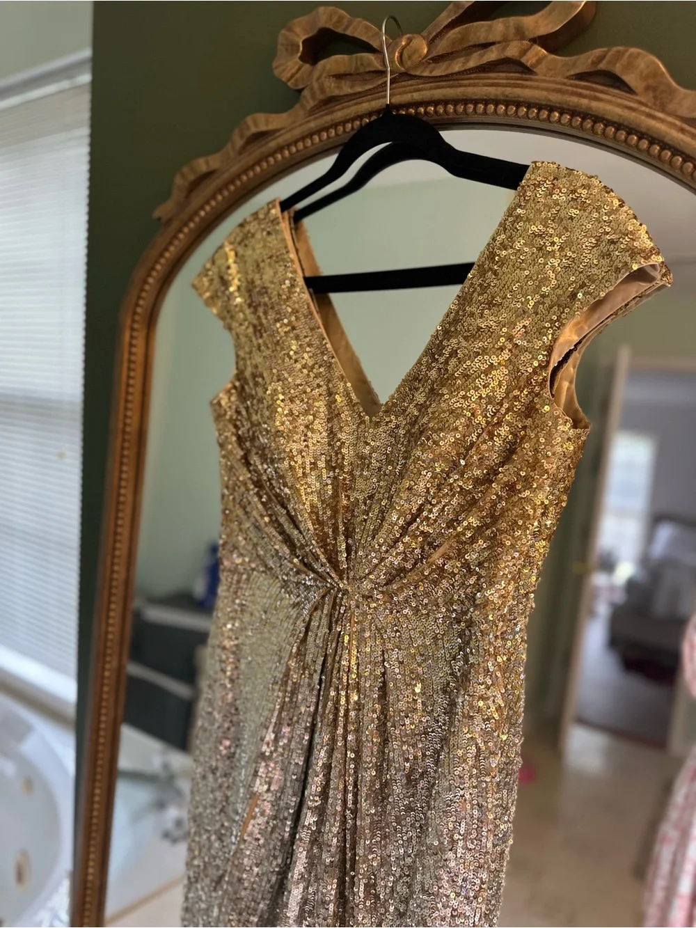 Jovani Gold Sequin Mini Dress